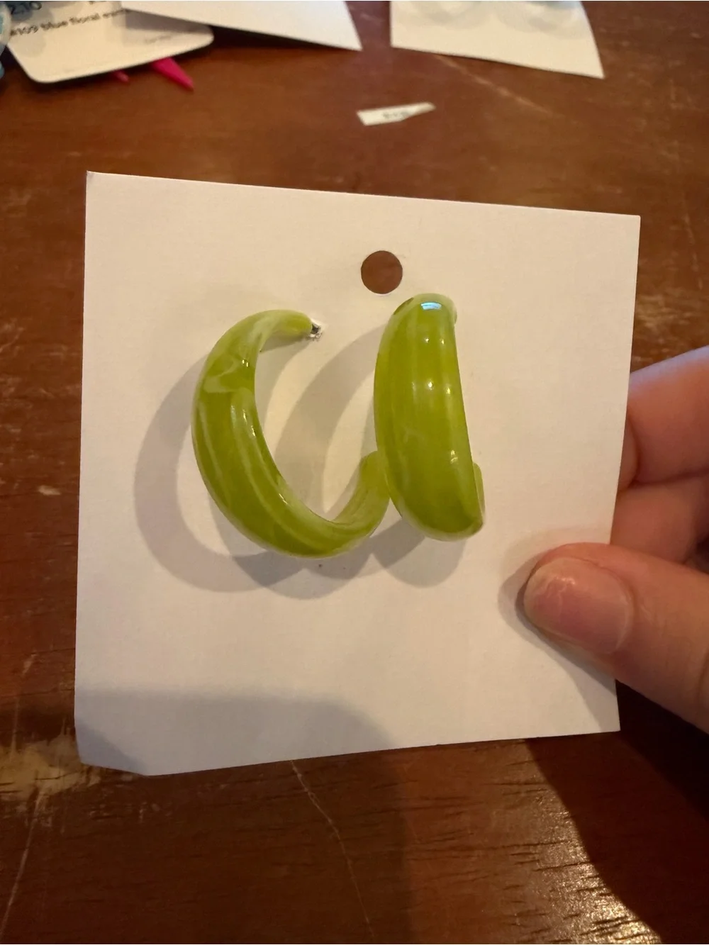 NWT Green Resin Hoop Earrings - Women Jewelry
